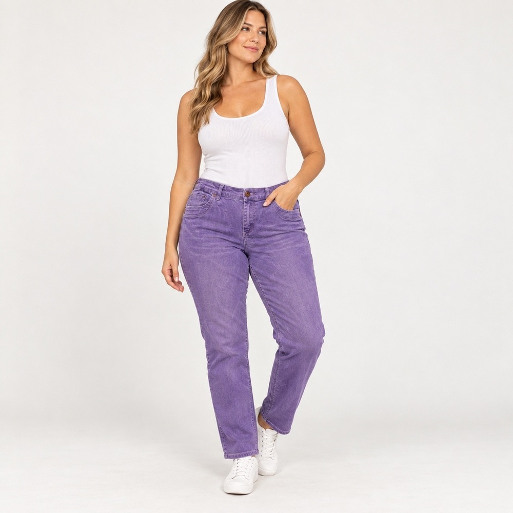 Z. Cavaricci Womens Purple Straight Leg Jeans Size 22 Cotton Y2K Plus Size